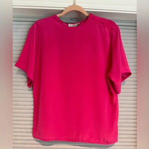 Vintage pink silky shirt with button detail on shoulder